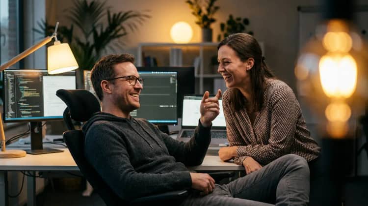 Entspannter IT-Lead am Schreibtisch